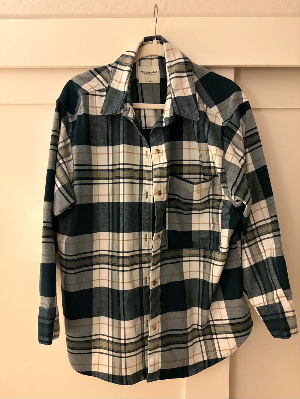 Abercrombie & Fitch Green & White Flannel Shirt